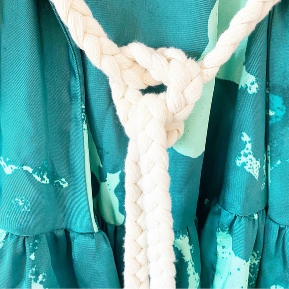 ALEXIS x Target Green Puff Sleeve Rope Belt Mini Dress Sz XS - Picture 3 of 12